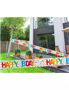 Banderole happy birthday points multicolores 15 m