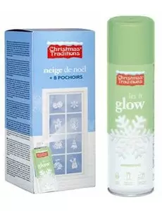 Bombe de neige phosphorescente 150 ml avec pochoirs de Noël