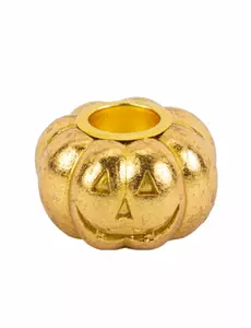 Pompoenkandelaar van goudkleurige hars 3,7 x 6 cm