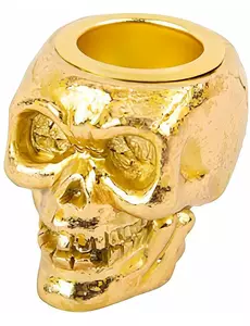 Bougeoir tête de mort en résine dorée 4 x 4 cm