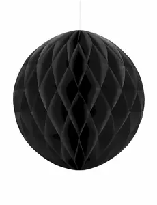 Boule en papier alvéolé noir 20 cm