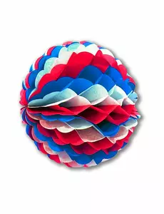 Boule en papier alvéolé bleu blanc rouge 25 cm