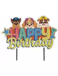 Cake topper Happy Birthday Pat patrouille™ 17,5 cm