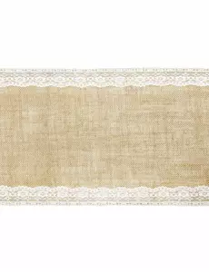 Jute tafelloper met kanten rand 28 cm x 2,75 m