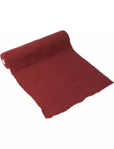 Chemin de table en gaze de coton couleur terre cuite bordeaux, 30 cm x 3 m