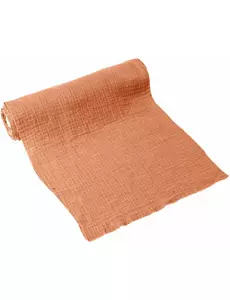 Chemin de table en gaze de coton rose terracotta ancien, 30 cm x 3 m