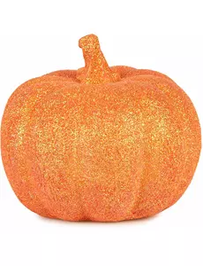 Oranje pompoen met glitter 12,5 cm