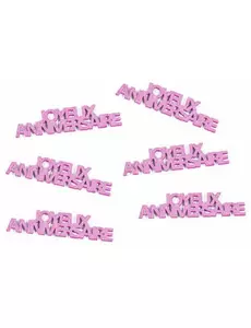 Fuchsia Joyeux Anniversaire tafel confetti