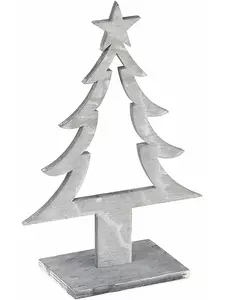 Décoration sapin de noël en bois gris 25 x 11 x 8 cm