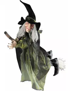 Halloween decoratie vliegende heks op bezem
