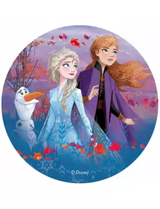 Frozen 2™ taartschijf Anna, Elsa en Olaf