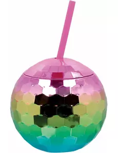 Regenboog discobal beker 600 ml