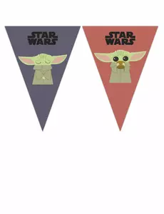 Guirlande à fanions en carton bébé Yoda The Mandalorian™ 2,3 m