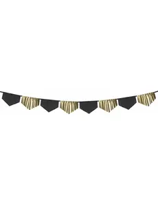Guirlande en papier à franges noires et dorées de 3 m