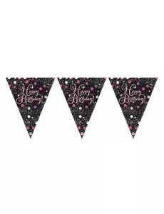 Guirlande de fanions rose scintillante pour fête, 3 m 96 x 21 cm