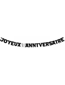 Zwarte Joyeux Anniversaire feestslinger