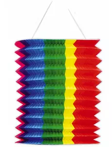Veelkleurig gestreepte lantaarn 20cm