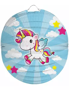 Lanterne en papier Licorne bleue 22 cm