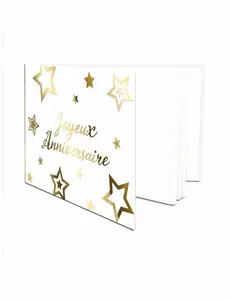 Verjaardag gastenboek goud wit