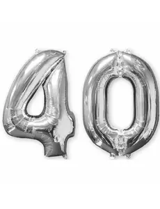 Lot de 2 ballons aluminium chiffre 40 argent 66 cm