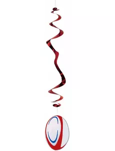 Lot de 6 suspensions en papier ignifugé Ballon de rugby 80 cm