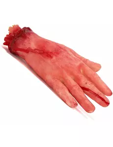 Bloederige afgesneden hand