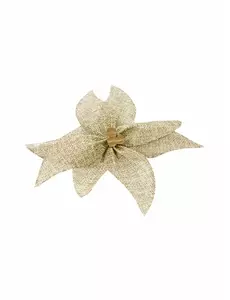 Canvas kerststerstrik met houten kraal 15 cm
