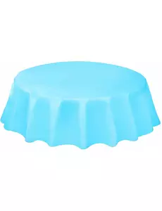 Pastelblauw rond plastic tafelkleed 214cm
