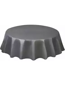 Nappe ronde en plastique argenté 213 cm