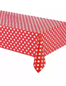Rood plastic tafelkleed met witte stippen 137 x 274 cm