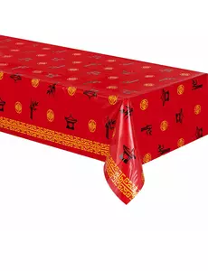 Nappe en plastique Asie rouge 137 x 274 cm