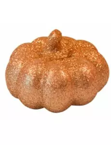 Kleine oranje pompoen met glitter 6,5 cm