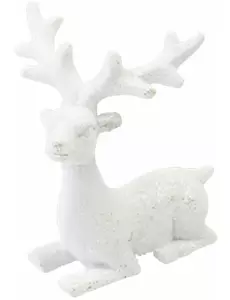 Wit glitterhars rendier 6,6 cm