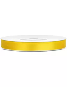 Geel satijnen lint 0,6 cm x 25 m