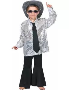 Chemise disco argentée garçon, Taille: 10–12 ans (140 cm)
