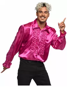 Chemise disco rose homme, Taille: Medium (50/52)