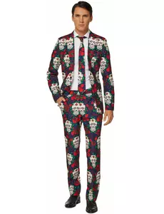Suitmeister™ Mr. Skull kostuum voor mannen, Maat: Small (EU 44–46)