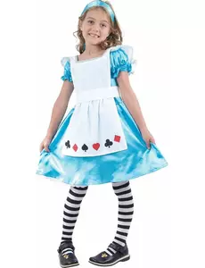 Alice kostuum voor meisjes, Maat: 4–6 jaar (110–120 cm)
