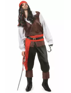 Déguisement pirate pantalon noir homme, Taille: Medium/Large