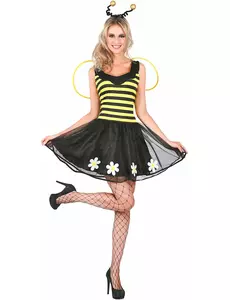 Déguisement abeille jaune et noir femme, Taille: Small