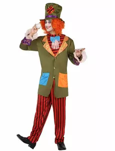 Déguisement chapelier rayé homme, Taille: Medium/Large
