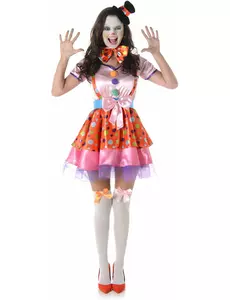 Déguisement clown à pois coloré femme, Taille: Small