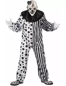 Zwart en wit monsterlijk clown kostuum voor volwassenen, Maat: Medium