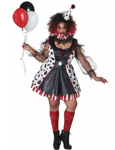 Grote maat psycho clown jurk kostuum voor dames, Maat: XX-Large (46/48)