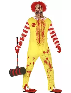 Déguisement clown zombie rouge et jaune adulte