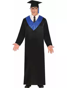 Afstudeerkostuum voor volwassenen blauw-zwart, Maat: Small (46–48)