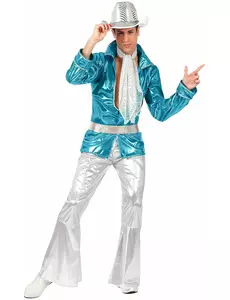 Déguisement disco bleu homme, Taille: Medium/Large
