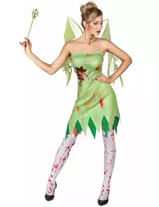 Déguisement fée verte ensanglantée femme, Taille: Small
