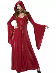 Gothic rode jurk kostuum voor dames, Maat: Large (42/44)