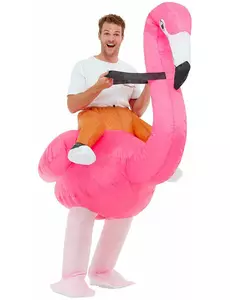 Volwassenkostuum roze flamingo